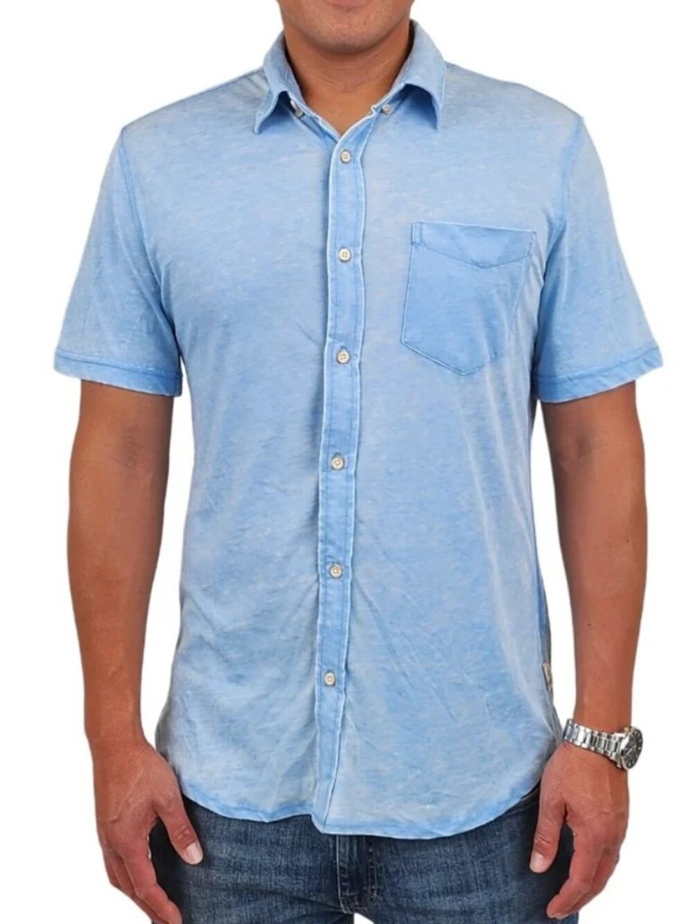 Surfside Supply Bright Blue Burnout Knit Short Sleeve Vintage Shirt